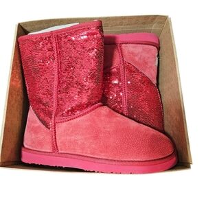 Lamo Womens Red Sequin Wool Lined Boots Size 10 - NEW